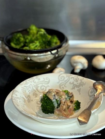 Brócoli, Champiñones y Velouté de Bacon