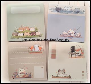 Packs de 4 notas adhesivas kawaii papeleria bonita low cost Shein compras haul nuevo post news blog de belleza beautyblogger microinfluencer blogger