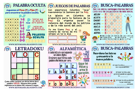 RETOS - SEMANA POR LA PAZ Paz, Día de la Paz, Día Internacional de la Paz, Semana por la Paz, Desafíos matemáticos, Retos matemáticos, Problemas matemáticos, Retos mentales, Juegos mentales, Retos virales, Juegos en el Aula, Matemática Recreativa, MateRecreativa, Matemáticas Divertidas, Juegos de Palabras