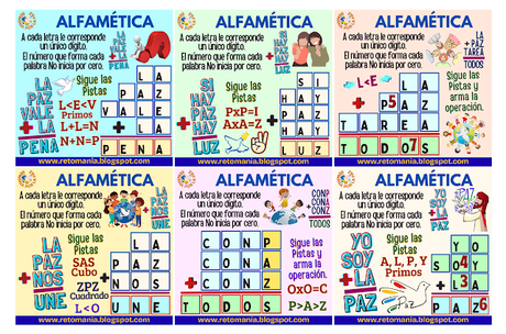 Paz, Semana por la Paz, Día Internacional de la Paz, Desafíos matemáticos, Retos matemáticos, Problemas matemáticos, Retos mentales, Juegos mentales, Retos virales, Acertijos, Acertijos numéricos, Juegos de Palabras, Suma de Palabras, Suma de letras, Alfaméticas, CriptoAritmética, Alfametika