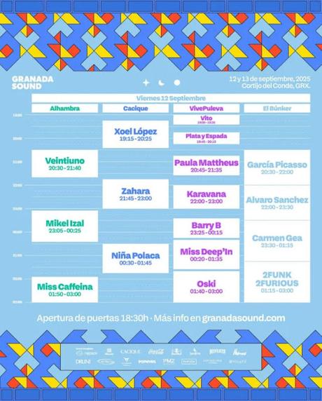 Horarios del Granada Sound 2025 Horarios del Granada Sound 2025