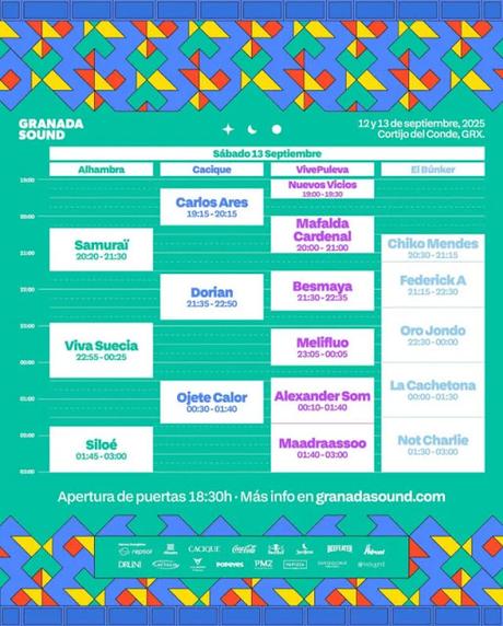 Horarios del Granada Sound 2025 Horarios del Granada Sound 2025