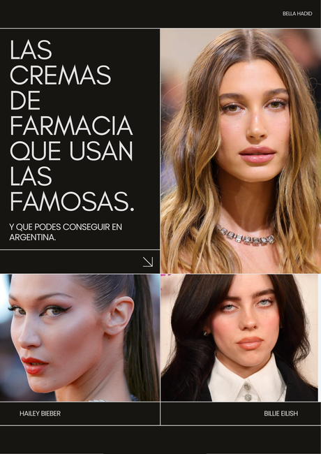 Skincare Hollywood celebrities Descubrí las cremas de farmacia que usan las famosas y se consiguen en Argentina. Hailey Bieber bella hadid emrata billie eilish