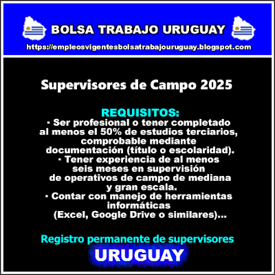 #Empleos y Cursos Vigentes Bolsa Trabajo Uruguay 2025 🔁