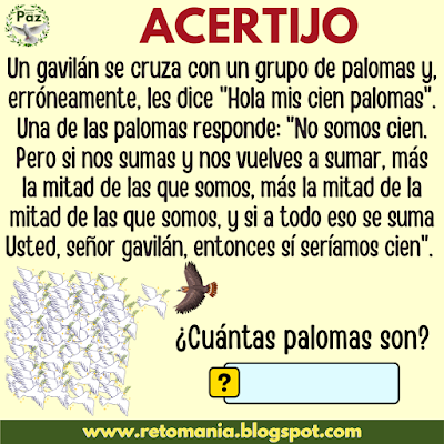 ACERTIJOS Paz, Semana por la Paz, Día Internacional de la Paz, Desafíos matemáticos, Retos matemáticos, Problemas matemáticos, Retos visuales, Retos virales, Retos mentales, Juegos educativos, Juegos mentales, Juegos en el aula, Aprender jugando, Jugando aprendo, Acertijos, Acertijos matemáticos, Retos virales