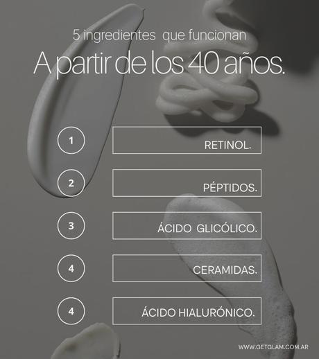 ingredientes antiage que transforman la piel madura: retinoll vitamina C, niacinamida, péptidos y otros. Rutina ideal +40.