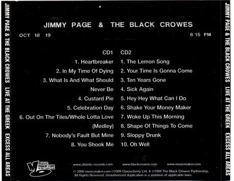 Jimmy Page & The Black Crowes - Live At The Greek - Excess All Areas (2000)