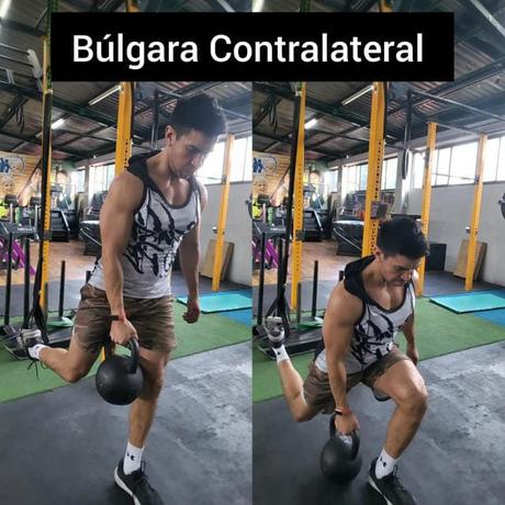 Sentadilla Búlgara contralateral en TRX