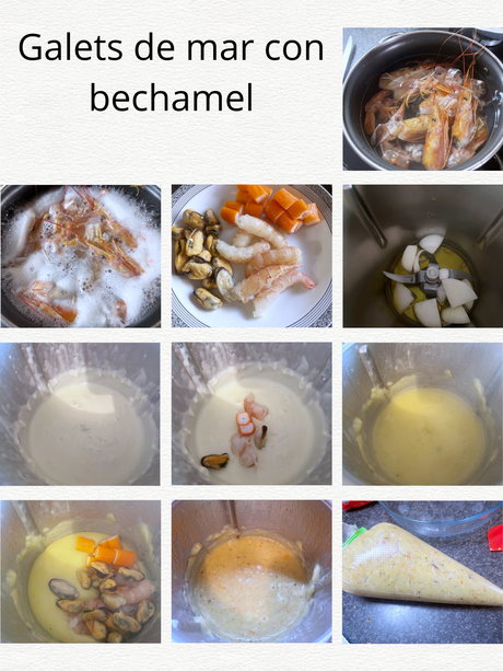 Galets rellenos de mar con bechamel