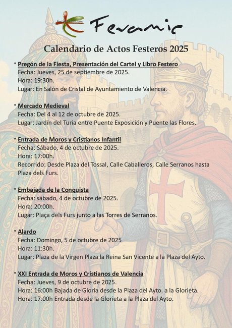Calendario de Actos Festeros 2025 Calendario de Actos Festeros 2025