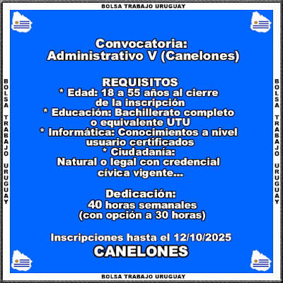 Convocatoria: Administrativo V (Canelones) Convocatoria: Administrativo V (Canelones)