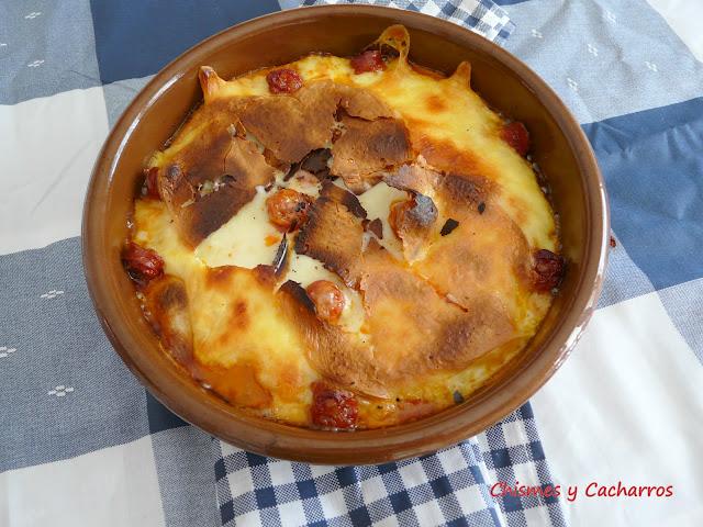 Fundido de queso y chistorra a mi manera (Méxicano)