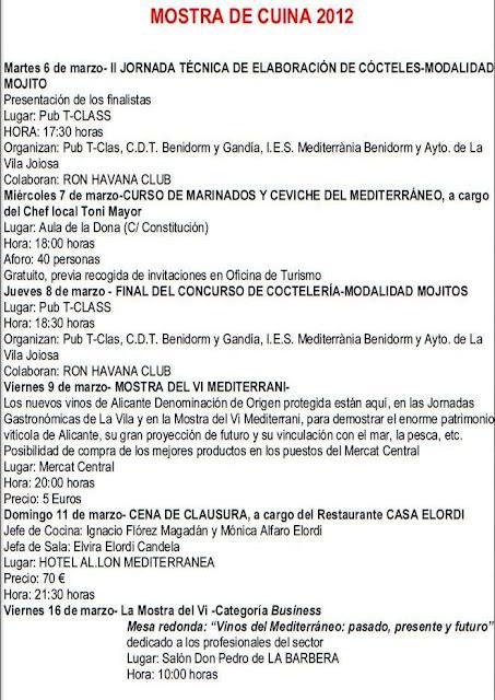 Villajoyosa. XII Mostra de Cuina Marinera y La Mostra del Vi 2012
