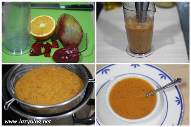 Pollo asado en el horno con salsa de mango y naranja picante