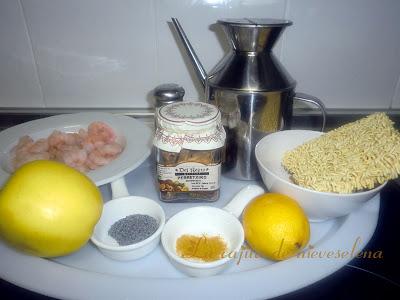 Langostinos orientales con perretxicos