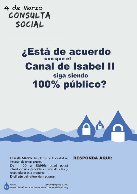 #ElAguaDeMadrid: 4 de marzo, consulta social sobre la privatización del CYII