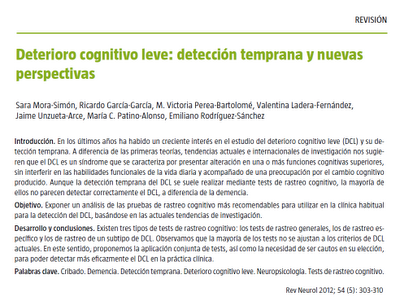Deterioro Cognitivo Leve: Detección temprana y nuevas perspectivas - Mora-Simón y col.