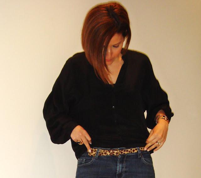 Black,,jeans and leopard.