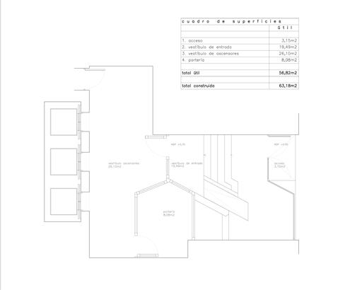 Proceso de reforma del portal de un céntrico inmueble en Madrid