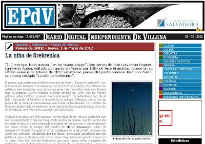 El periódico de Villena comenta el último poema de José Luis Zerón en nuestra revista