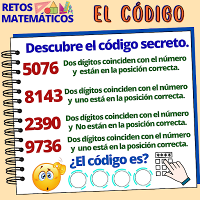 MateRecreativa, Matemática Recreativa, Matemáticas Divertidas, Clases divertidas, Juegos Divertidos, Juegos de números, Descubre el número, El número oculto, Picas y Fijas,  Acertijos, Acertijos numéricos, Desafíos matemáticos, Retos matemáticos, Problemas matemáticos, Problemas de lógica, Problemas de ingenio, Lógica, Lógica matemática, MatesDivertidas, El código, El código secreto