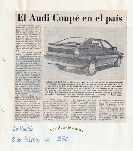 Audi Coupé importado por Volkswagen Argentina en 1982 Audi Coupé importado por Volkswagen Argentina en 1982