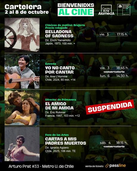 Descubre la Cartelera del Centro Arte Alameda del 2 al 8 de Octubre