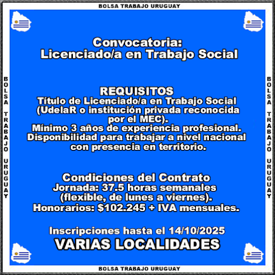 Convocatoria: Licenciado-a en Trabajo Social Convocatoria: Licenciado-a en Trabajo Social
