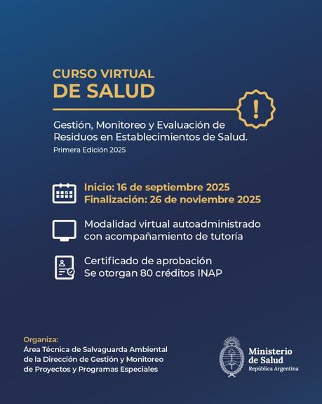 Curso Virtual -  GESTIÓN, MONITOREO Y EVALUACIÓN DE RESIDUOS EN ESTABLECIMIENTOS DE SALUD.