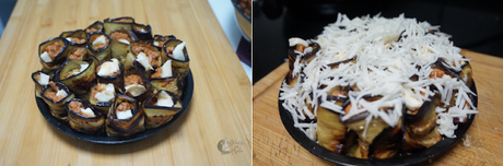 Rollitos de berenjenas rellenos.