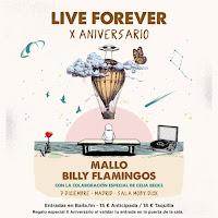 Concierto de Mallo y Billy Flamingos en Moby Dick por el aniversario de Live Forever