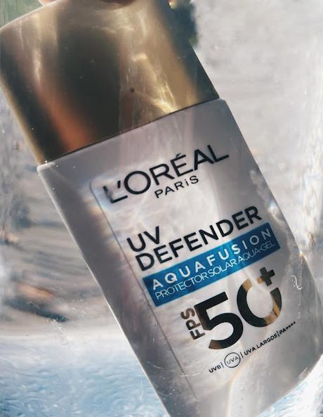probamos el nuevo UV defender aquafusion de L'Oréal parís  protector solar liviano e hidratante de uso diario