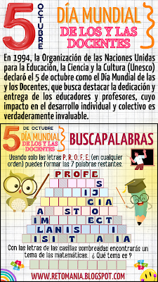 BUSCA-PALABRAS Día del Profesor, Día del Maestro, Día mundial del Docente, Día mundial de los y las Docentes, Desafíos matemáticos, Retos matemáticos, Problemas matemáticos, Problemas de lógica, Problemas de Ingenio, Retos mentales, Retos virales, Juegos de lógica, Juegos mentales, Juegos de Palabras, BuscaPalabras, Palabra oculta, Palabra escondida