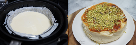Tarta de queso y pistacho en freidora de aire Tarta de queso y pistacho en freidora de aire