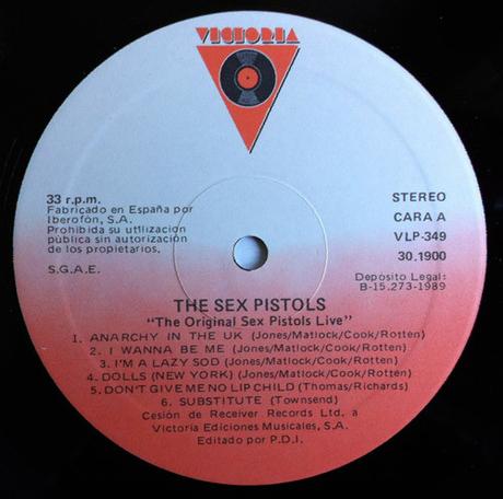 Sex Pistols -The Original Pistols Live Lp 1989