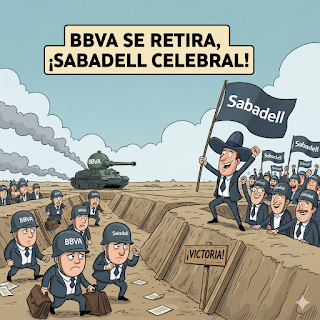 El BBVA se retira del frente y el Sabadell iza su bandera sobre las trincheras