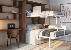 Litera abatible vertical para ahorra espacio en dormitorios pequeños