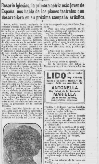 Rosario Iglesias, “la salada Rosarito”,actriz teatral de aristocrática familia santanderina…