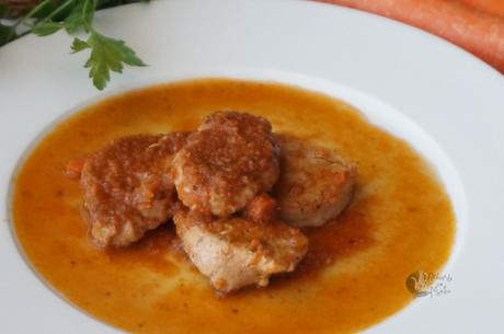 Solomillo de cerdo en salsa de zanahorias