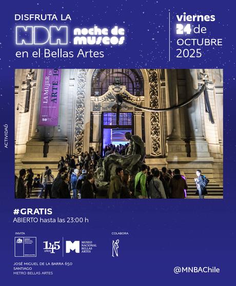 Museo Nacional de Bellas Artes será parte de Noche de Museos 2025 este viernes 24 de octubre