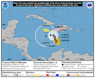En el sur de RD grandes aguaceros de Melissa hasta el sábado En el sur de RD grandes aguaceros de Melissa hasta el sábado