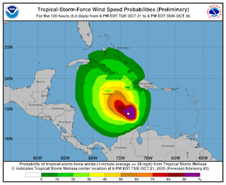 Incertidumbre sobre trayectoria de Melissa, pero dejará grandes lluvias.