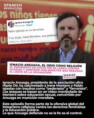 El presidente de Hazte Oír insulta gravemente a Irene Montero y a Pablo Iglesias.