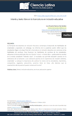 Interés y texto libre en la licenciatura en inclusión educativa
