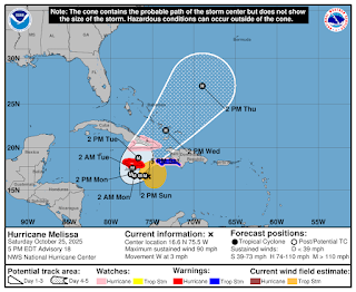Intensos aguaceros de Melissa se extenderán al menos hasta el miércoles. Intensos aguaceros de Melissa se extenderán al menos hasta el miércoles.