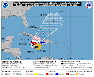 Melissa es huracán mayor; vientos alcanzan 185 KPH.
