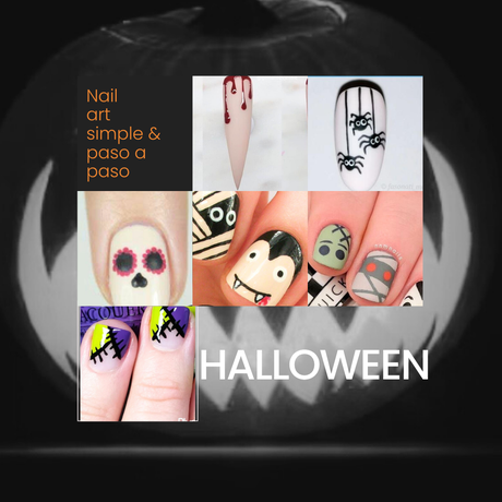 Nail art halloween uñas simples paso a paso diy calaveras fantasmas calacas 2025