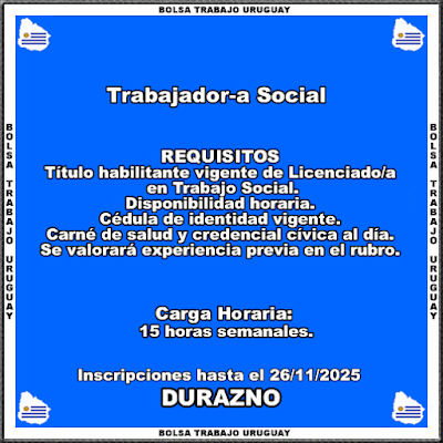 Trabajador-a Social(Durazno) Trabajador-a Social(Durazno)