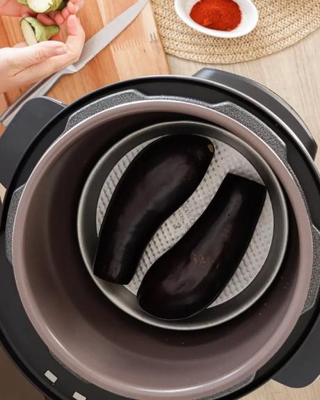 Baba Ganoush en Olla a Presión berenjenas en olla a presion