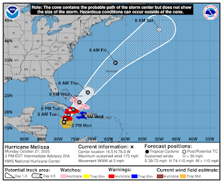 Huracán Melissa es más fuerte; tiene vientos de 280 KPH.